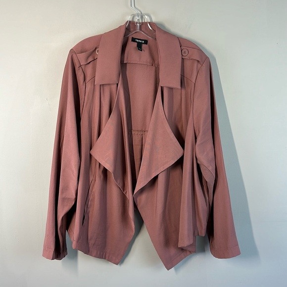 Torrid Mauve Pink Open Front Twill Jacket Size 3X - Picture 3 of 16